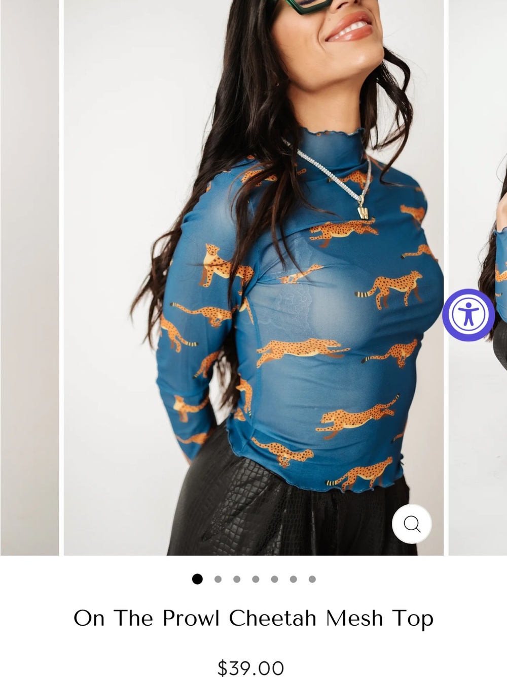 On The Prowl Cheetah Mesh Top - Blue